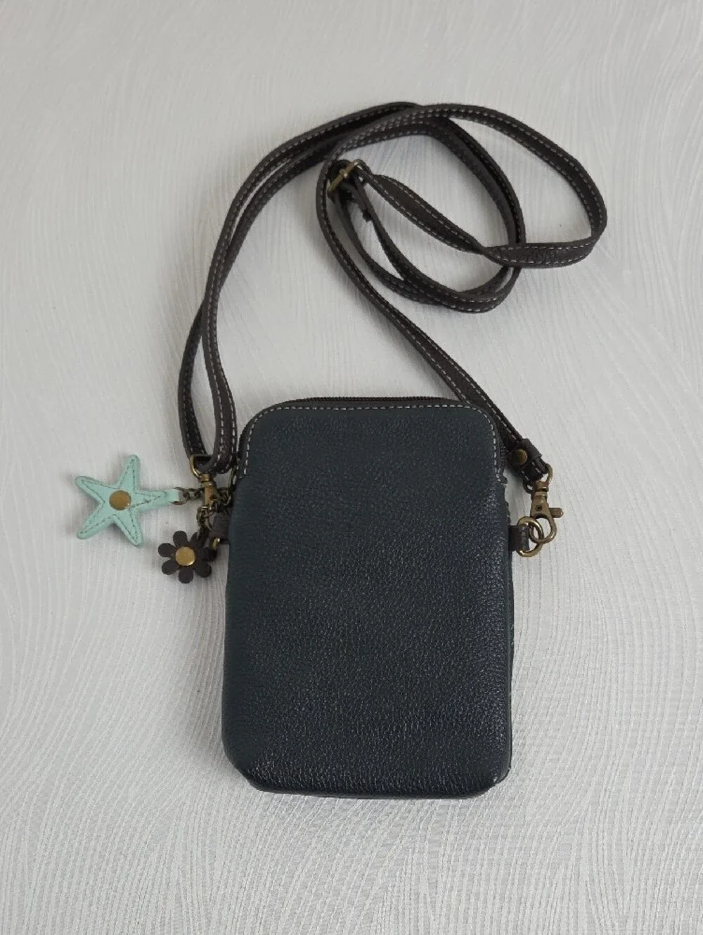 Chala Teal & Black Turtle Appliqué Crossbody Bag - Picture 2 of 6